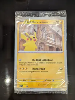 Pokemon x Natural History Museum Pikachu Plush, Jumbo Promo Card & Booklet - Image 2