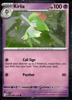 KIRLIA (COSMOS HOLO) 059/132 HOLO MISCELLANEOUS CARDS & PRODUCTS POKEMON NM - Image 1