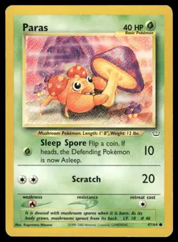 Pokemon Cards Paras 47/64 Unlimited Neo Revelation Common NM - Image 1