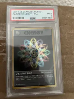 1997 Pokemon Rainbow Energy Holo Japanese Rocket PSA 9 - Image 1