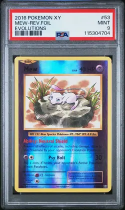 2016 POKEMON XY EVOLUTIONS #53 MEW-REVERSE FOIL PSA 9 - Image 1