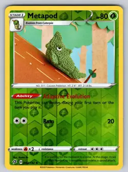 Metapod 002/192 Reverse Holo Uncommon Rebel Clash Pokemon NM - LP - Image 1