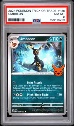2024 Pokemon Trick Or Trade #130 Umbreon PSA 8 - Image 1