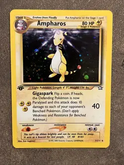 🔥🟥Pokemon🟦🔥Ampharos 1st Edition 1/111 Neo Genesis Holo Rare 2000 NM - Image 2