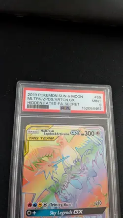 Pokemon Moltres Zapdos Articuno GX TAG TEAM Secret Rare PSA 9 Holo 69/68 - Image 2