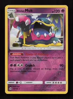 Alolan Muk 58/149 Holo Rare Sun & Moon Pokemon Reverse Holo Near Mint - Image 1