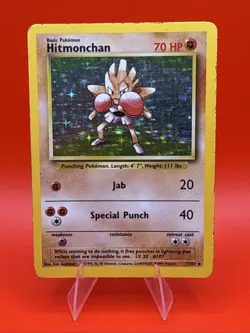 Pokemon TCG Hitmonchan Base Set 7/102 Holo 1999-2000 Wizards Base Set Copyright - Image 1