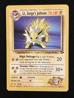 Pokemon | Lt. Surge's Jolteon | 28/132 | Gym Challenge | Unlimited | Reg. Rare - Image 1