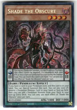 Shade The Obscure BLZD-EN083 Secret Rare Blazing Dominion Yu-Gi-Oh Near Mint - Image 1