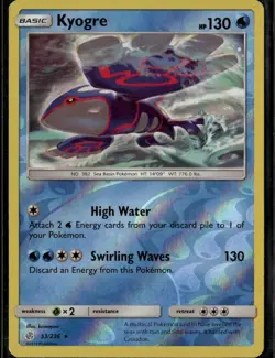Kyogre Rare SM Cosmic Eclipse 53/236 Water Reverse Holo Pokemon Card - Image 1
