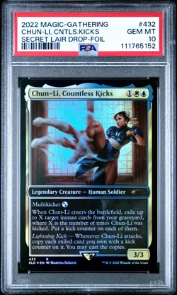 2022 MTG SECRET LAIR DROP FOIL #432 CHUN-LI, COUNTLESS KICKS PSA 10 - Image 1