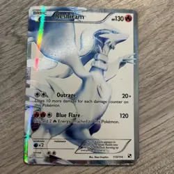 Reshiram Full Art Ultra Rare Holo Pokemon Card 113/114 Black & White Blue Flare - Image 1