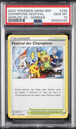 2022 POKEMON SWSH BLACK STAR PROMO #296 CHAMPIONS FESTIVAL PSA 10 - Image 1