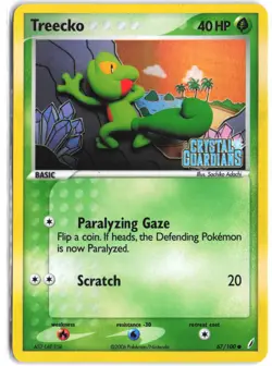 Treecko 67/100 Common Crystal Guardians Pokemon Stamped - Image 1