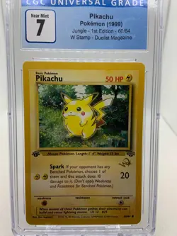 Pikachu 60/64 Jungle 1st Edition W Stamp CGC 7 NM Pokemon 1999 - Image 1