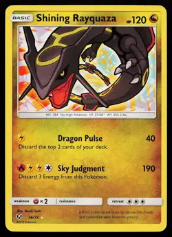 Shining Rayquaza 56/73 Holo Shining Legends Pokemon Card - Image 1