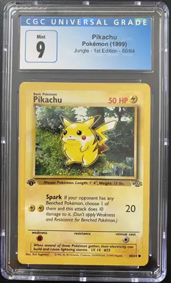 1999 Pokemon 1st Edition Pikachu-Jungle-60/64-CGC 9 Mint - Image 1