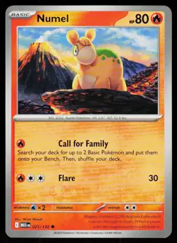 Numel 021/132 Common Mega Evolution Pokemon Near Mint - Image 1