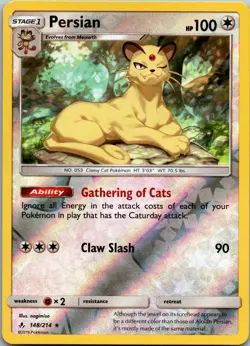 Persian 148/214 Rare Unbroken Bonds Pokemon Reverse Holo Near Mint - Image 1