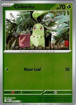 Chikorita 008/132 Common Mega Evolution Pokemon Reverse Holo Near Mint - Image 1