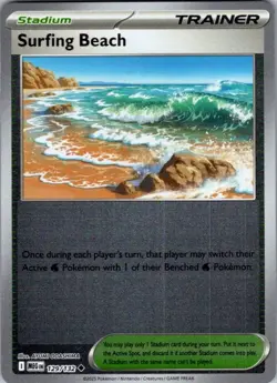 Surfing Beach 129/132 Uncommon Mega Evolution Pokemon Reverse Holo Near Mint - Image 1