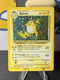 Raichu 014/102 Pokemon TCG Base Set Unlimited Holo Rare Vintage 1999 WOTC - Image 1