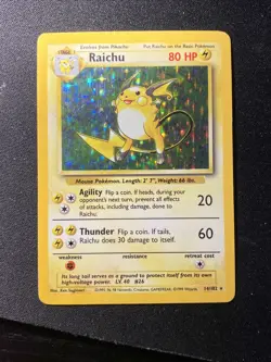 Raichu 014/102 Pokemon TCG Base Set Unlimited Holo Rare Vintage 1999 WOTC - Image 4