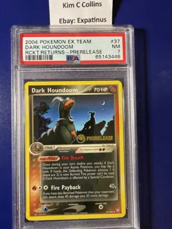 Pokemon Dark Houndoom #37 PSA 7 EX Team Rocket Returns Pre-Release Holo - Image 1