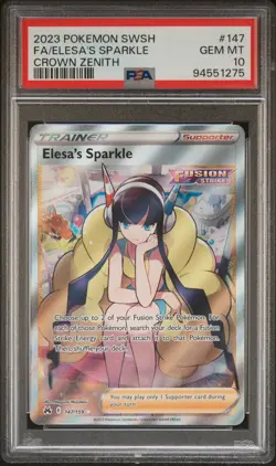 2023 POKEMON SWORD & SHIELD CROWN ZENITH #147 FULL ART/ELESA'S SPARKLE PSA 10 - Image 1