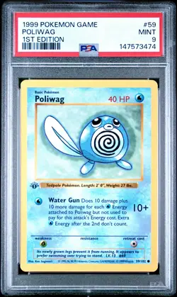 1999 POKEMON BASE SET 1ST EDITION #59 POLIWAG PSA 9 - Image 1