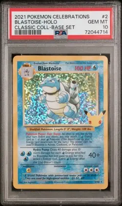 Pokemon PSA 10 GEM MINT Celebrations Blastoise 2/102 Classic Collection Holo - Image 1