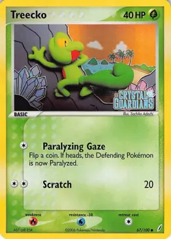 Treecko 67/100 Common Crystal Guardians Pokemon Reverse Holo Lightly Played - Image 1