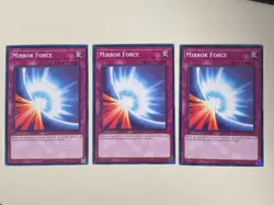 Yugioh - Mirror Force x 3 - NM - Plus Free Holographic Card - A - Image 1