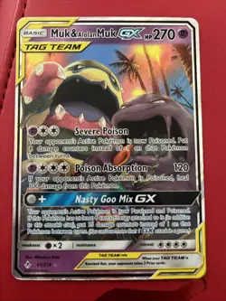 Pokemon Muk Alolan Muk GX Holo Card 61/214 Ultra Rare SM Unbroken Bonds NM/M - Image 1
