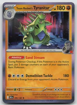 Team Rocket's Tyranitar 096/182 Rare Destined Rivals Pokemon Holo Near Mint - Image 1