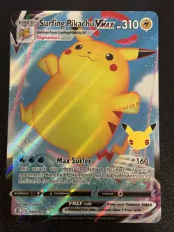 2021 POKEMON CELEBRATIONS SURFING PIKACHU VMAX 009/025 ULTRA RARE - Image 1