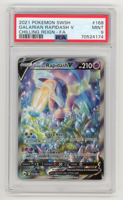 Pokemon 2021 Galarian Rapidash V 168/198 Full Art Chilling Reign PSA 9 - Image 1