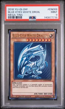 2016 YU-GI-OH! MEGA-TINS #EN008 BLUE-EYES WHITE DRAGON PSA 9 - Image 1