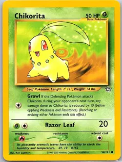 Chikorita 054/111 Non Holo Neo Genesis - Pokemon Card - NM - Image 1