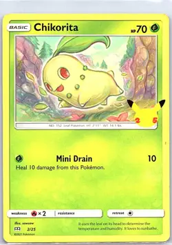 Chikorita - 2/25 Non Holo McDonald's 25th Anniversary Promos - Pokemon Card - LP - Image 1