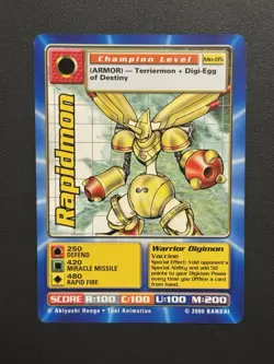 Rapidmon Mo-05 Digimon Movie Promo Card 2000 - Image 1
