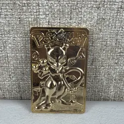 Vintage Pokemon Mewtwo Gold Plated Metal Card 1999 Nintendo Collectible Rare - Image 1