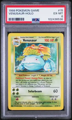 1999 POKEMON GAME #15 VENUSAUR-HOLO PSA 6 - Image 1