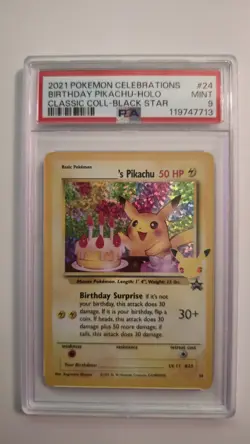 PSA 9 Pokemon Birthday Pikachu Celebrations Black Star Promo Classic Collection - Image 1