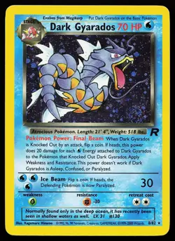 Dark Gyarados 8/82 Unlimited Holo SWIRL Team Rocket Pokemon Card - Image 1