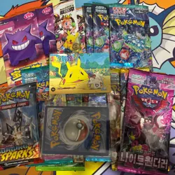 Pokemon TCG Korean Chinese English Booster Pack Lot Of 15 + Free Prism & Card - Image 1