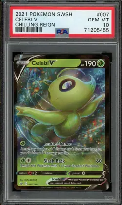 2021 POKEMON SWORD & SHIELD CHILLING REIGN CELEBI V #007 PSA 10 GEM MINT - Image 1
