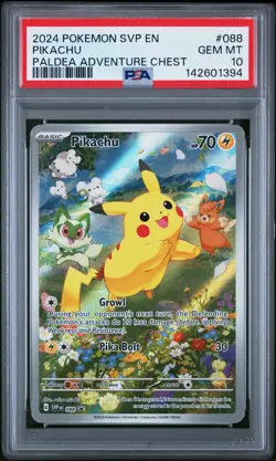 2024 Pokemon Scarlet Violet Promo Paldea Adventure Chest Pikachu #88 PSA 10 - Image 1