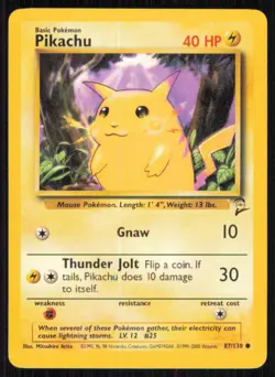 Pikachu 87/130 Common Base Set 2 Pokemon Lightly Played - Image 1