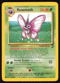 Venomoth 31/130 Rare Base Set 2 Pokemon Lightly Played - Image 1